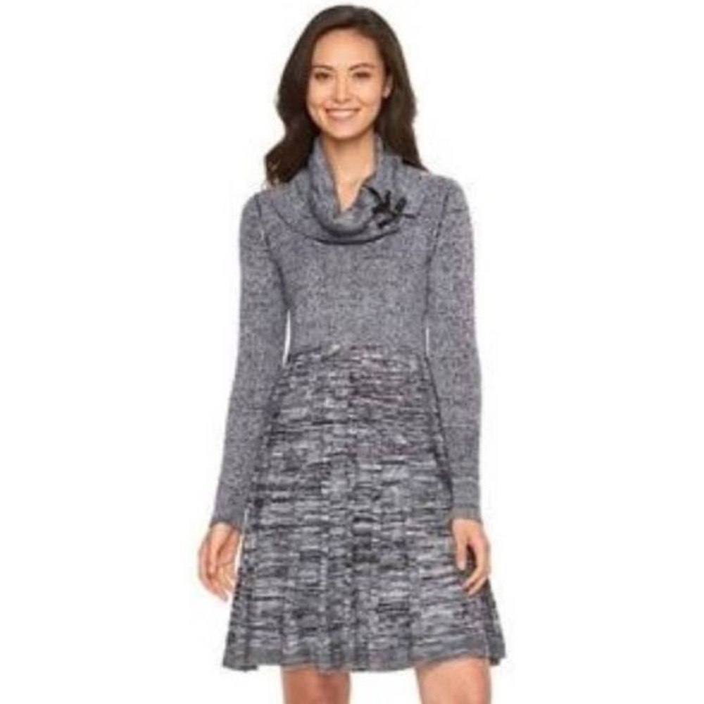 Dana Buchman Cowl Neck Fit & Flare Knit Dress